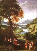  Gian  Battista Viola Landscape with Meleager and Atlanta oil painting on canvas